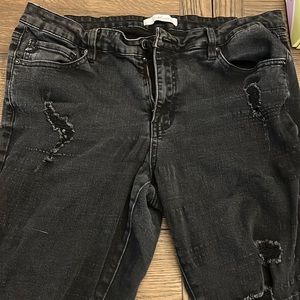 Black distressed jeans